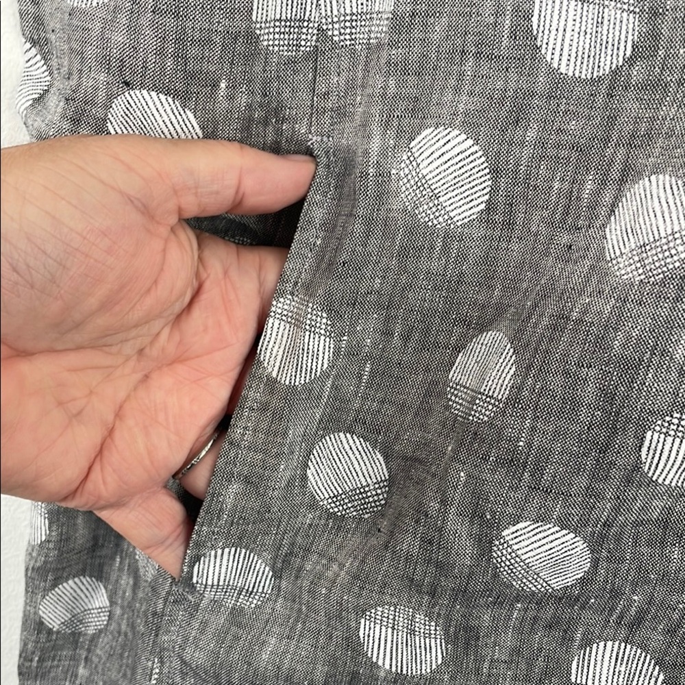 Habitat 100% Linen Gray and White Polka Dot Linen Shift Mini Dress Sz‎ M - Picture 6 of 10